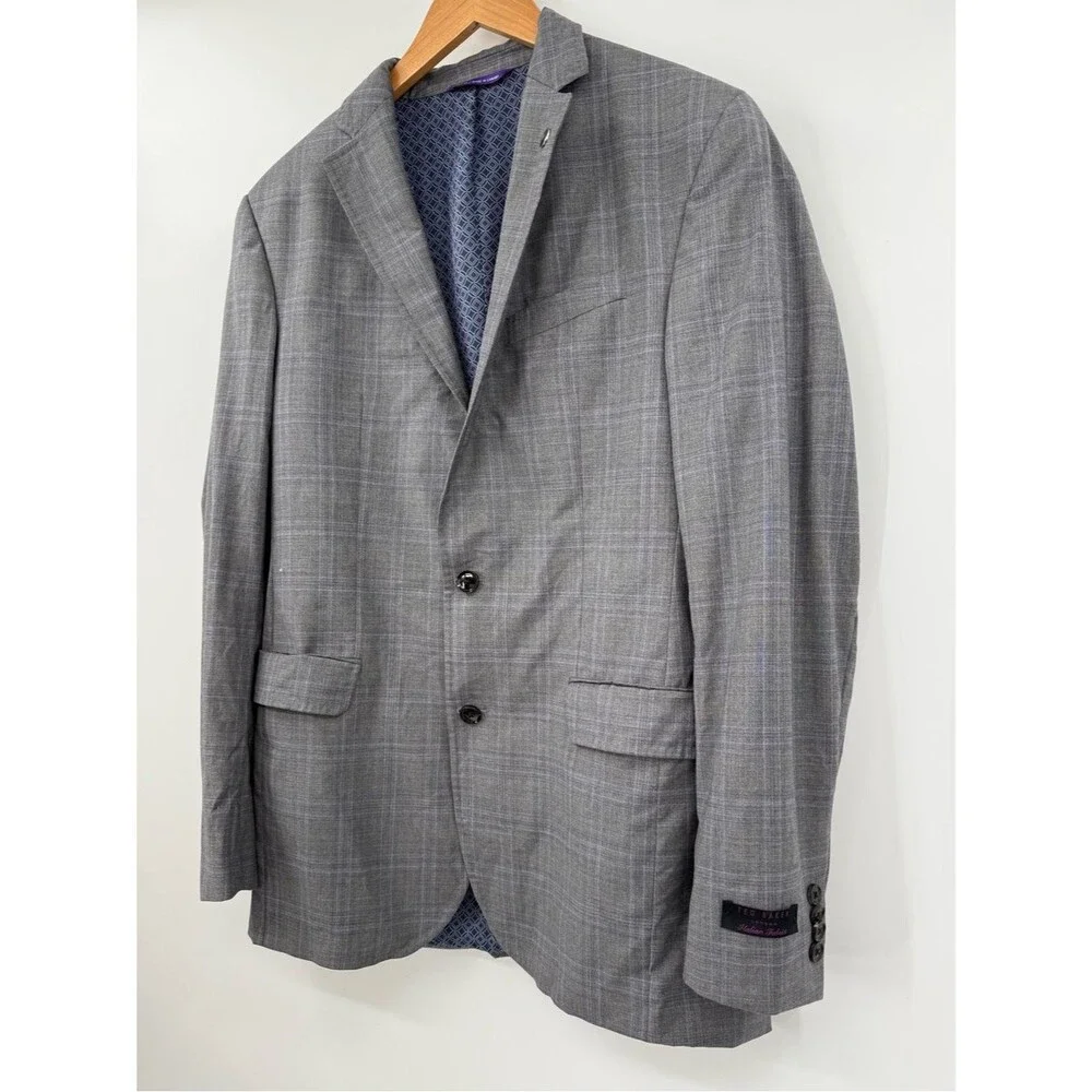Ted Baker London Endurance Wright-Plaid Suit Jacket | Gray | Size 40L
